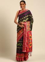 Cotton Black Casual Wear Printed Saree